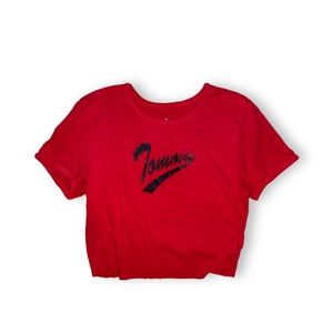 Vintage Tommy Hilfiger Sparkly Letter Red Cropped Baby Tee
